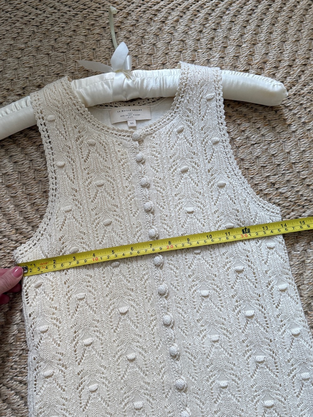 Sezane Willa Sleeveless Cream Knit Button-Front Dress - Picture 7 of 9
